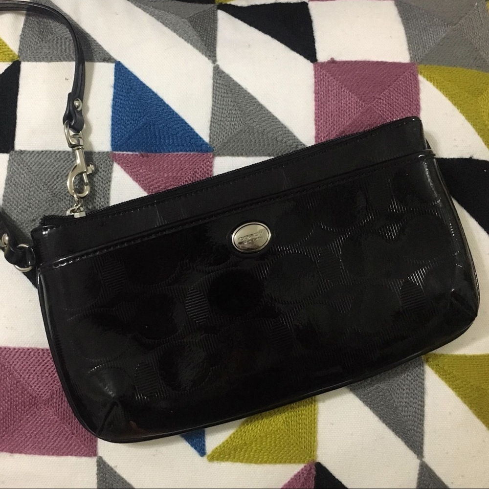 Black Patent Leather Coach Wristlet